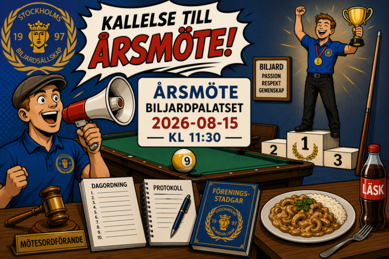 Kallelse till årsmöte i Stockholms Biljardsällskap (SBS)